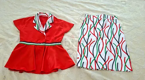 Stylish Red Outfit Set with Chic Patterns