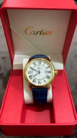 Cartier Mens Watch with Blue Leather Strap Brand New