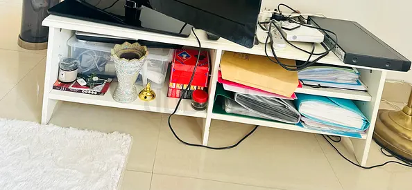 Functional White TV Stand with Ample Storage