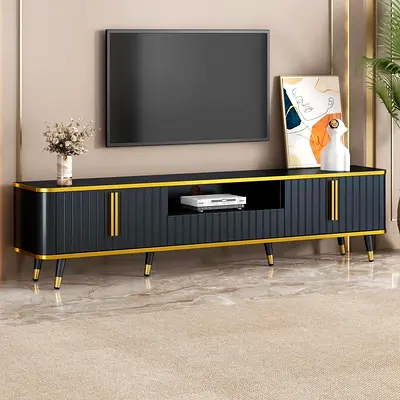 Modern Black and Gold TV Unit for Stylish Living Room