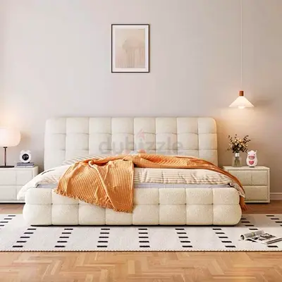 Modern Boucle Fabric Bed