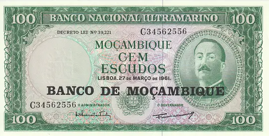MOZAMBIQUE 100 ESCUDOS BANKNOTE 1961