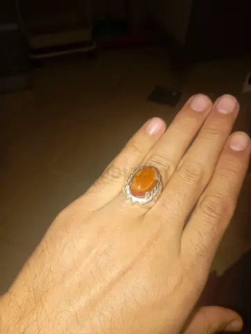 Elegant Amber Silver Ring