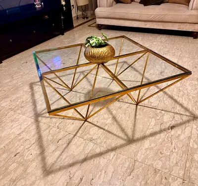 Stylish Geometric Gold Coffee Table