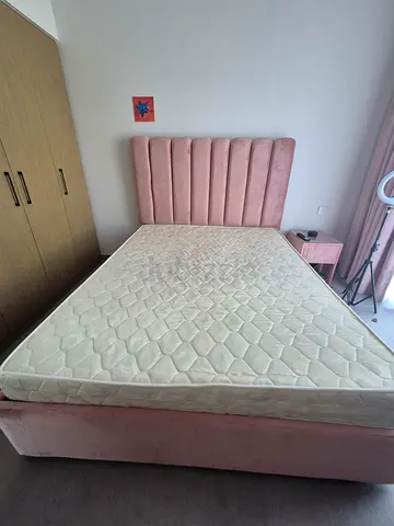 Stylish Pink Bed with semi orthopaedic Mattress