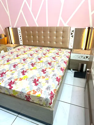Stylish King Size Bed with Modern Headboard