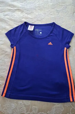 Adidas Purple Athletic T-Shirt with Orange Stripes