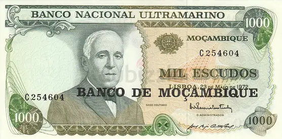 MOZAMBIQUE 1000 ESCUDOS BANKNOTE 1972