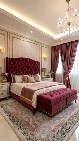 Elegant Velvet Bed with Matching Accessories