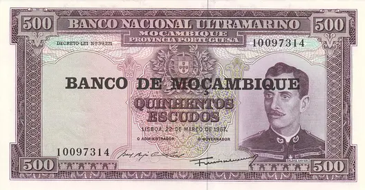 MOZAMBIQUE 500 ESCUDOS BANKNOTE 1976