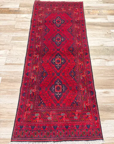 Handcrafted Red khal Mohammadi corridor Style Rug ,size 2.00 by 0.80