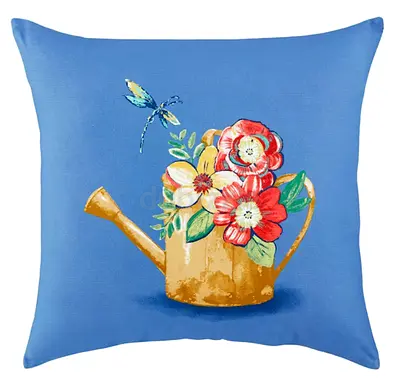 18 in. x 18 in. Garden Pail Square Outdoor Throw Pillow