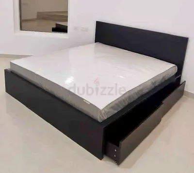 IKEA Malam king size 180×200cm bed frame with IKEA mattress and 2 big storage drawers underneath is