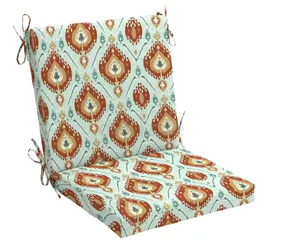 19 in x 20 in Rectangular Outdoor Mid Back Dining Chair Cushion in Noonan Seabreeze