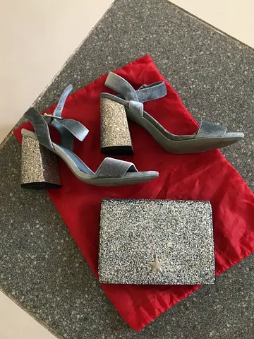 Sandals and a clutch