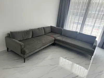 West elm velvet corner sofa