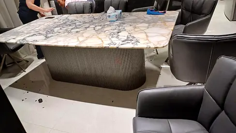 Elegant Marble Dining Table with Modern Chairs