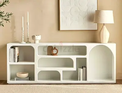 White boho Mykonos console buffet table