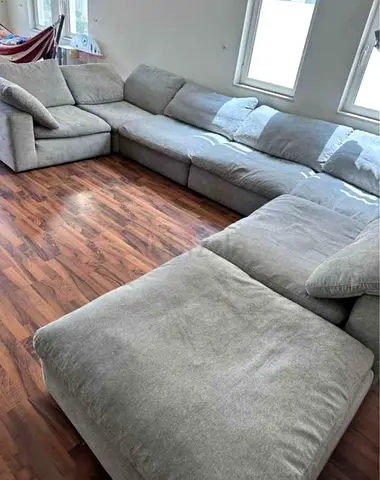 Modular feather filled sofa