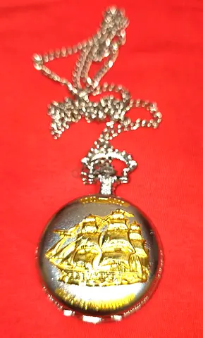 Vintage Pocket Watch with Elegant Ship Design from japan for sale.