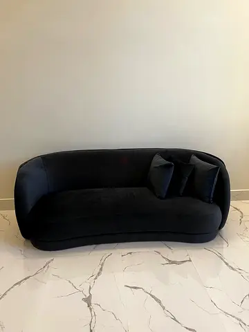 Stylish Dark Blue Sofa with Cushions