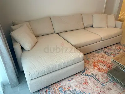 Lounge Deep feather filled CrateBarrel L Shape Sofa Beige