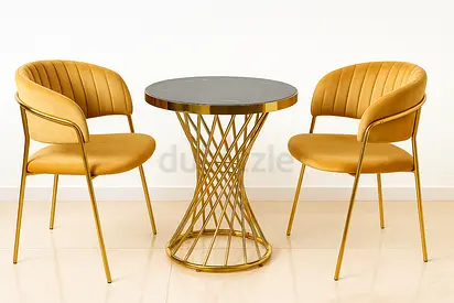 Golden 2 Seater Dining Table Set – Dining Table Set For Couples