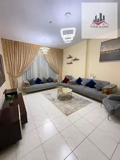 Sharjah, Al Taawun area: Two bedrooms, living room, kitchen, two bathrooms, and a balcony. Located o
