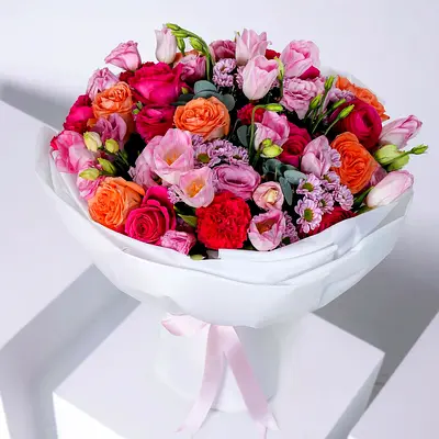 Vibrant Tulips Flower Bouquet – Mixed Roses  Carnations