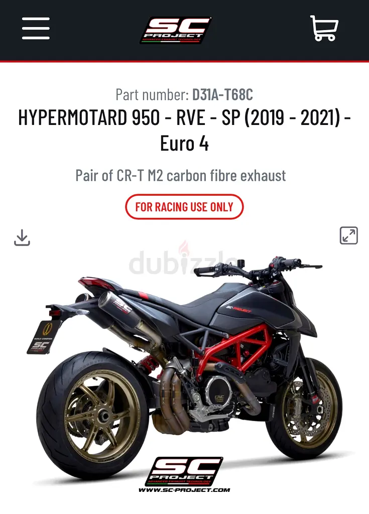 SC Project CR-TM2 Carbon only used 500km on Ducati Hypermotard 950