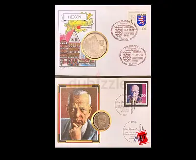 Vintage Collectible Postcard with Unique Coins