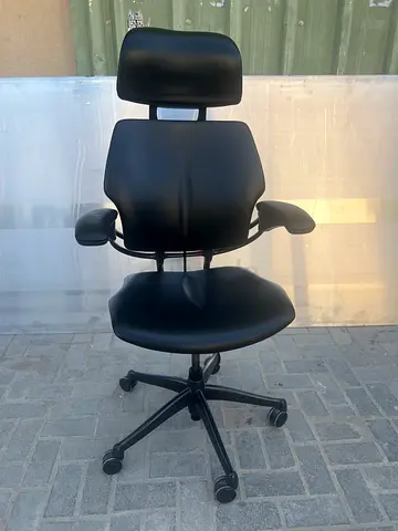 human scale office chair with headrest