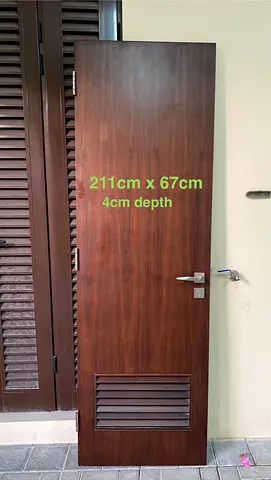 Solid Wood Brown Door with ventilation