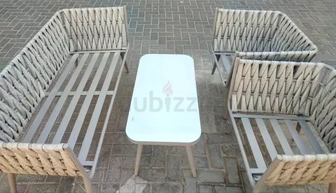 Rope Design Aluminum Outdoor Sitting Set with Marble Top Table