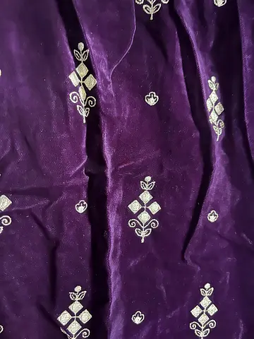 Elegant Purple Embroidered Fabric