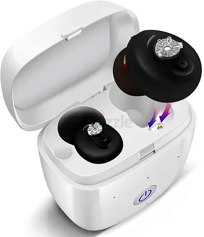 Britzgo Hearing Amplifier Black Bluetooth Appearance with Charging Case (Dual) Rechargable Sound Enh