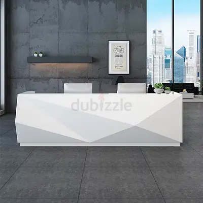 Modern White Reception Desk - Custom Size Simple Design
