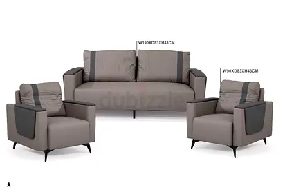 Modern 3-Piece Sofa Set in Neutral Grey