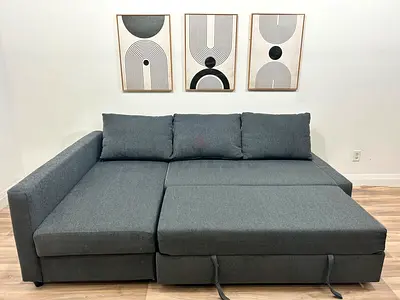 Comfortable Grey Sectional Sofa bed with storage