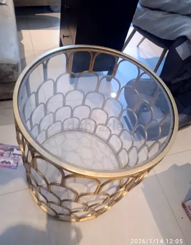 Elegant Gold and Glass Accent Table