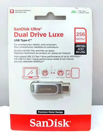 SanDisk Ultra Dual Drive Luxe 256GB USB-C  USB-A Flash Drive (400MB/s)