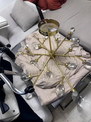 Contemporary Irregular Crystal Scandinavia Copper Chandelier for Living Room