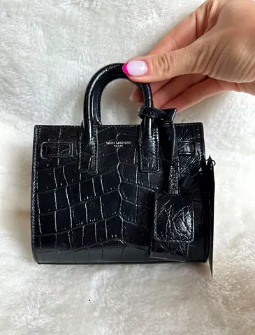 SAINT LAURENT Toy Nano SAC DE JOUR Bag In Crocodile Embossed  Leather