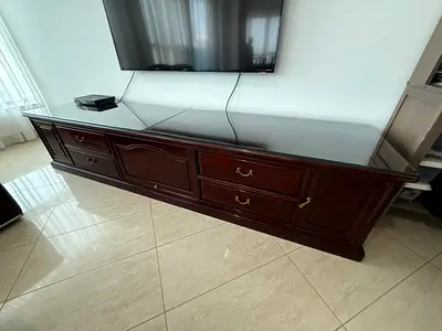 Elegant brown solid Wooden TV Stand with Storage