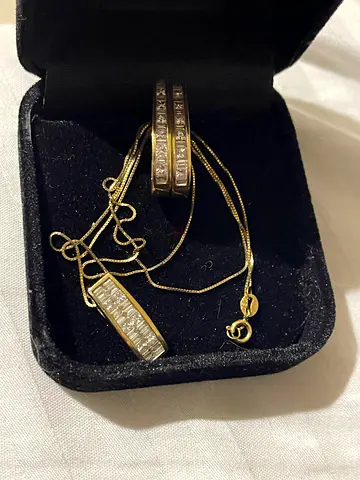 Branded Diamond Earrings and Pendant