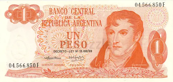ARGENTINA 1 PESO BANKNOTE 1974