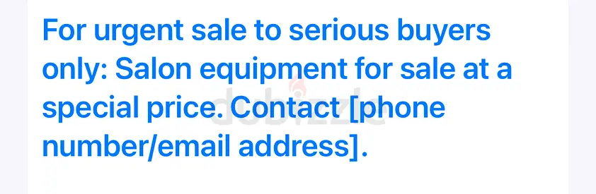 For urgent sale to serious buyers only: Salon equipment for sale at a special price. Contact [phone