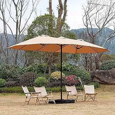 4.6m Outdoor Double-Sided Parasol with Base, Umbrella for Garden Table, Crank Handle and UV 50+, Eas