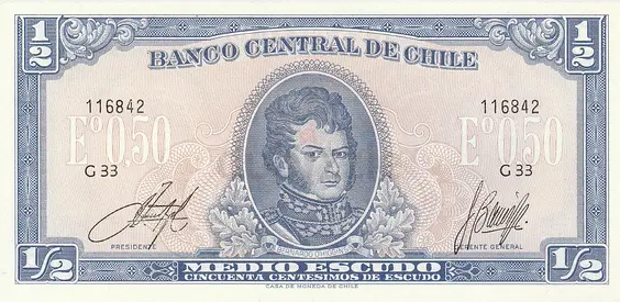 CHILE HALF ESCUDOS BANKNOTE 1962