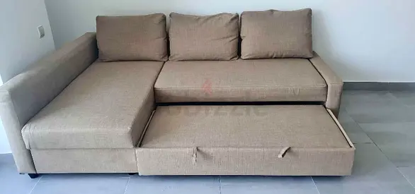 Comfortable Beige L-Shaped Sofa bed with Storage